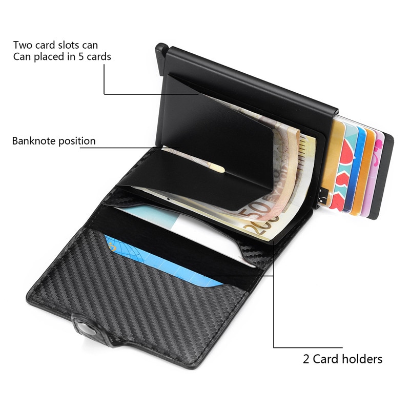 ID Credit Bank Card Holder Men Wallet Luxury Brand Anti Rfid Blocking Protected PU Aluminum Slim Mini Small Money Wallets Case